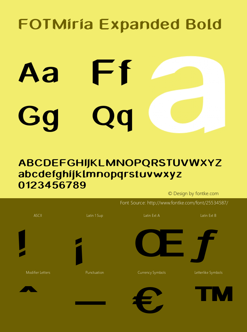 FOTMiria-ExpandedBold Version 1.000 Font Sample