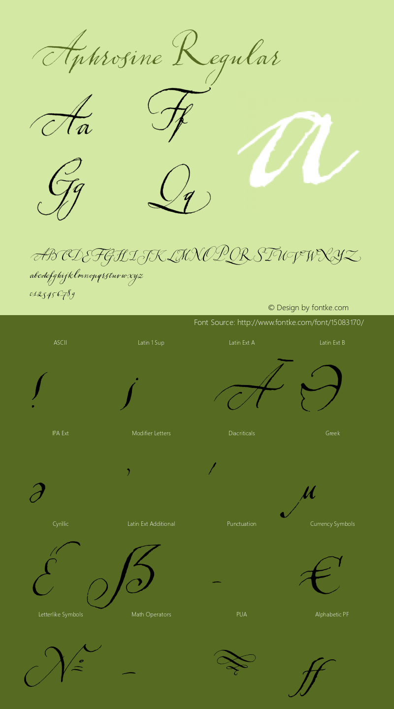 Aphrosine Regular Version 1.000 Font Sample