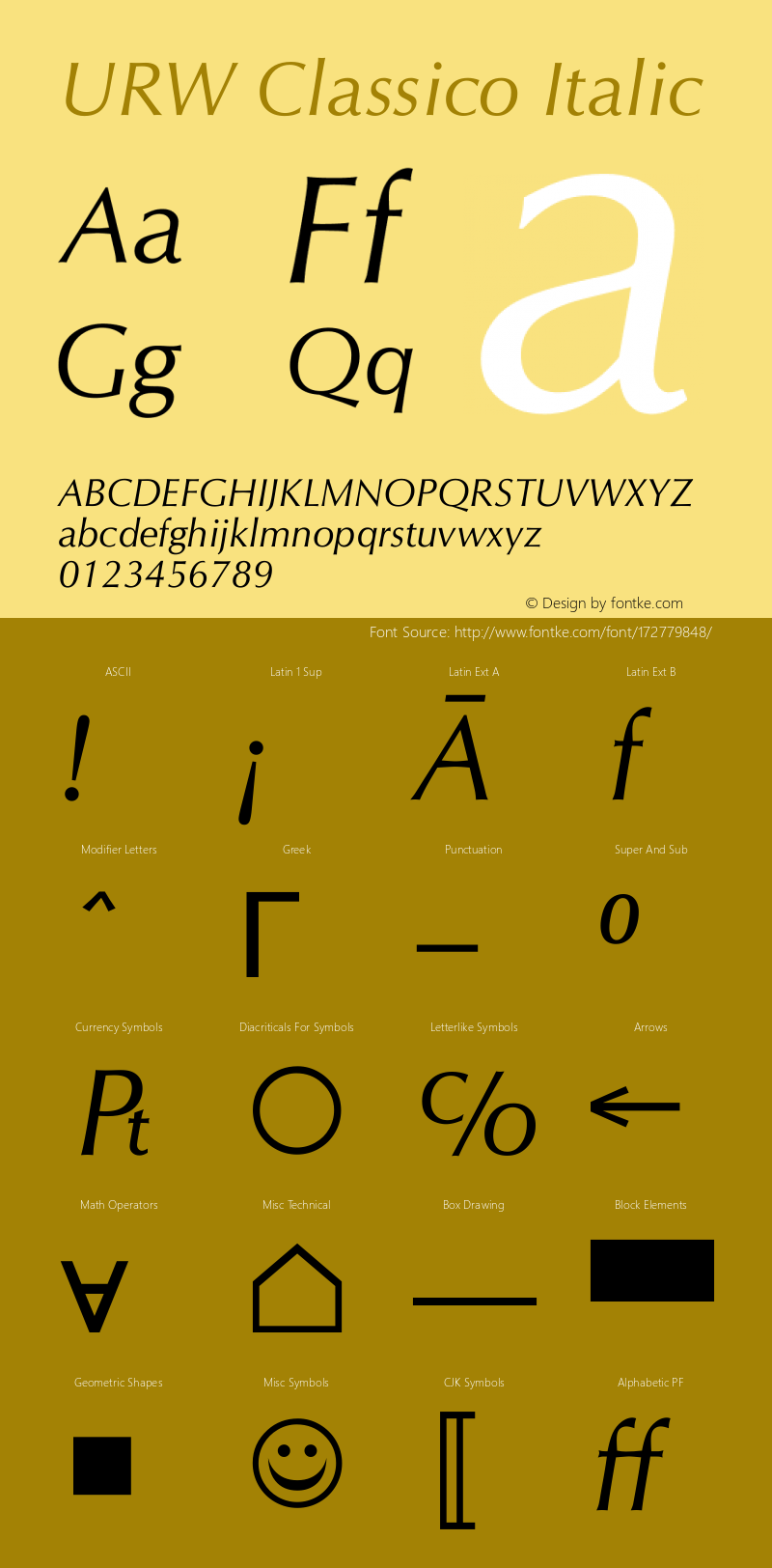 URW Classico Italic Version 2.10图片样张