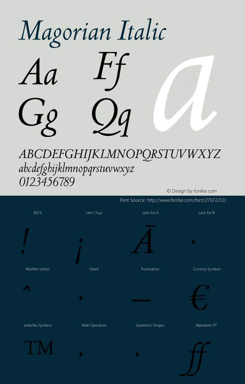 Magorian-Italic Version 1.001 Font Sample