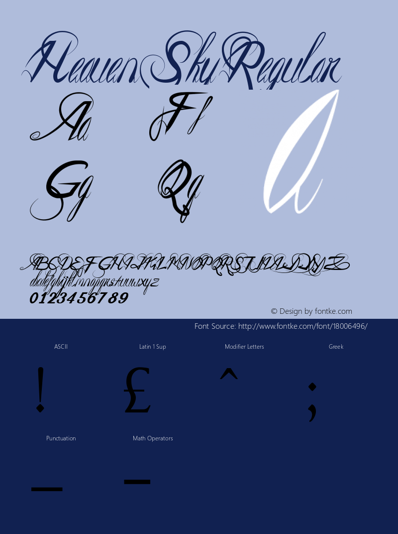 Heaven Sky Regular Version 1.00 February 1, 2015, initial release Font Sample