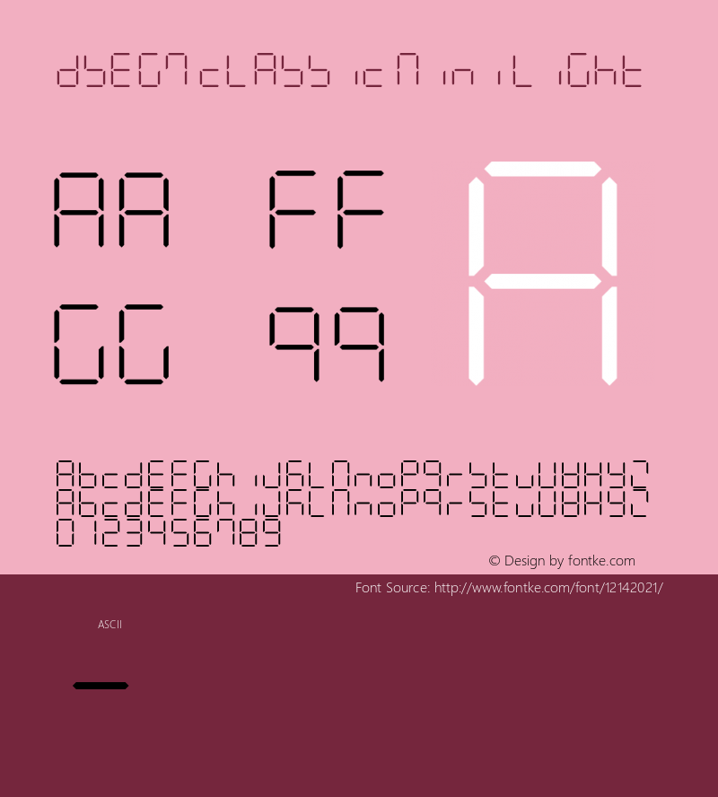 DSEG7 Classic Mini Light Version 0.2 Font Sample