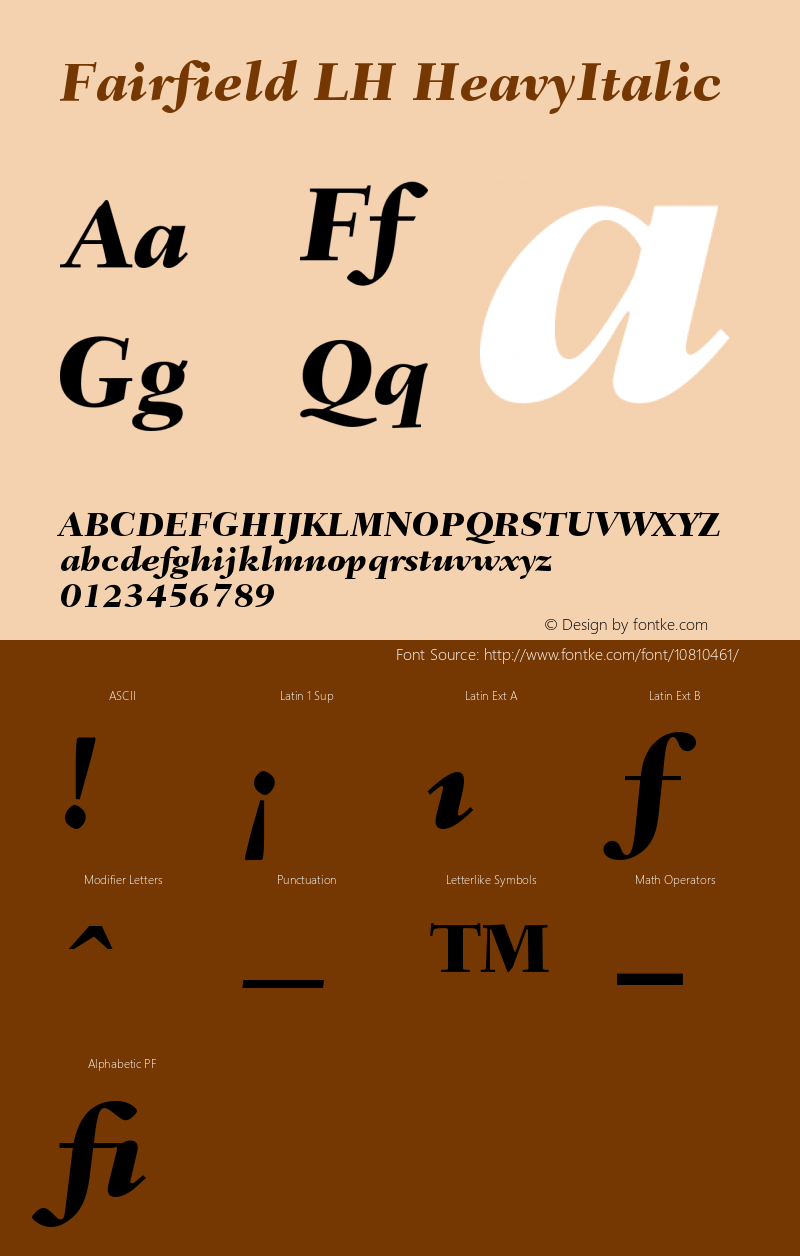 Fairfield LH HeavyItalic Version 001.002 Font Sample