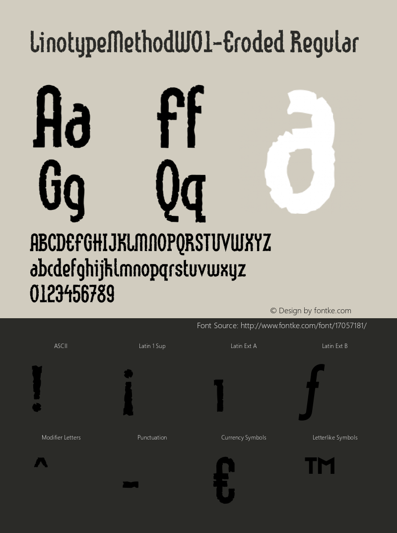 LinotypeMethodW01-Eroded Regular Version 1.01 Font Sample