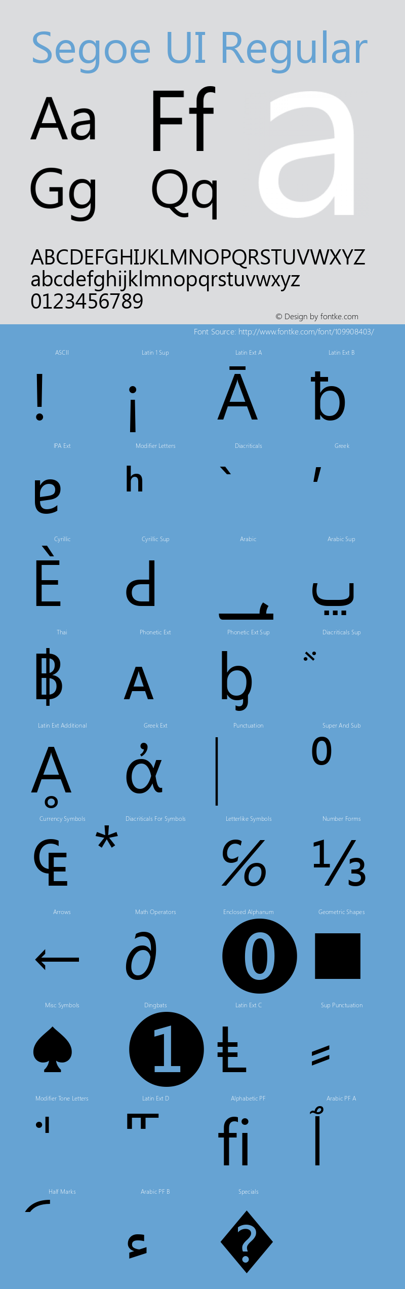 Segoe UI Version 5.01 Font Sample