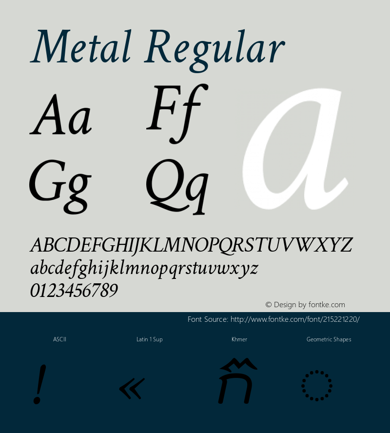 Metal Regular Version 8.002; ttfautohint (v1.8.3)图片样张