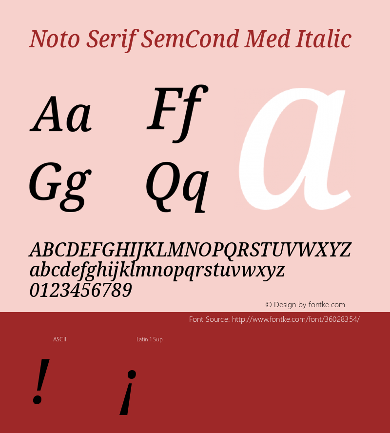 Noto Serif SemiCondensed Medium Italic Version 2.000;GOOG;noto-source:20170915:90ef993387c0 Font Sample