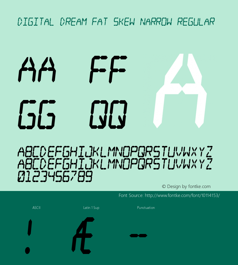 Digital dream Fat Skew Narrow Regular 2 Font Sample