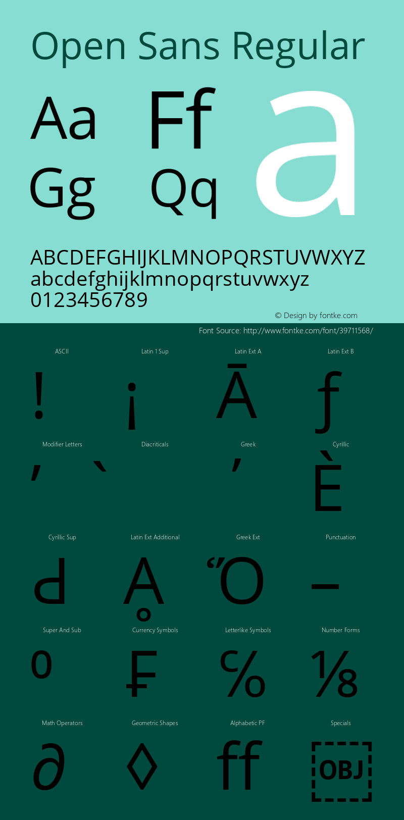 Open Sans Regular Version 1.10 Font Sample