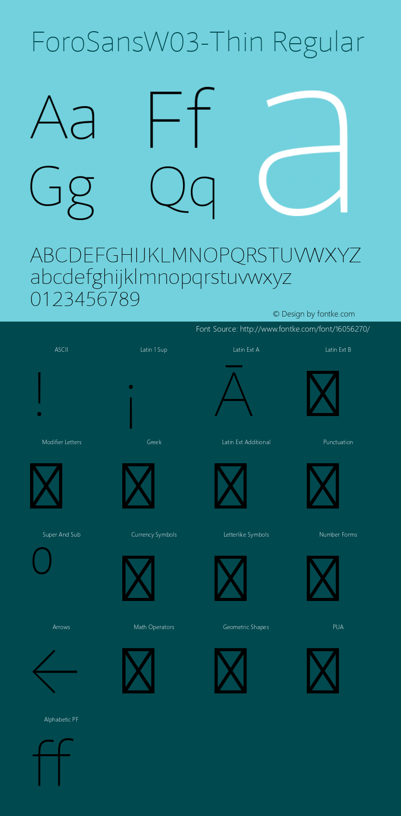 ForoSansW03-Thin Regular Version 1.00 Font Sample