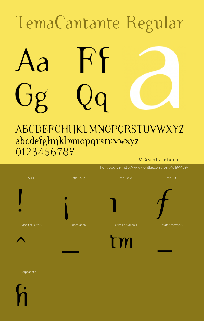 TemaCantante Regular 001.000 Font Sample