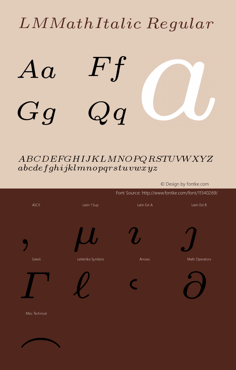 LMMathItalic6 Regular Version 2.003 Font Sample