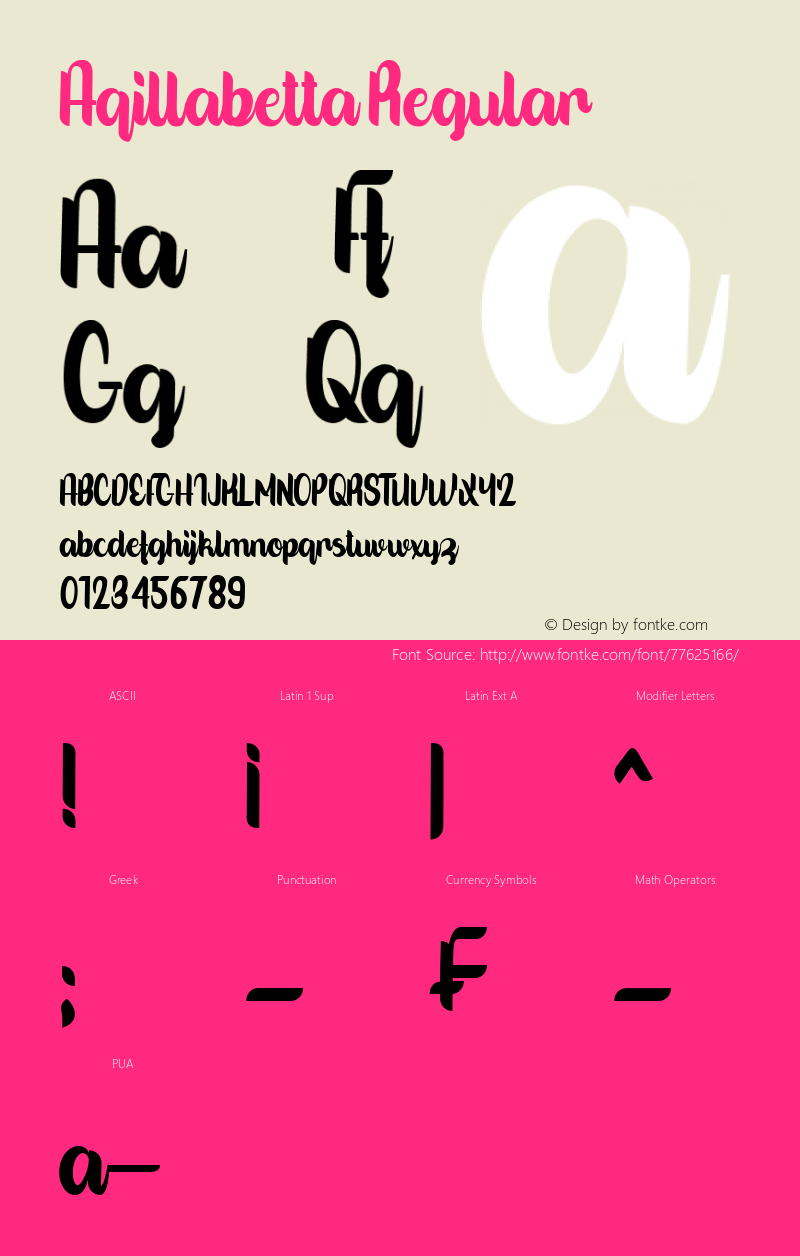 Aqillabetta Version 1.00;July 24, 2020;FontCreator 12.0.0.2565 64-bit Font Sample