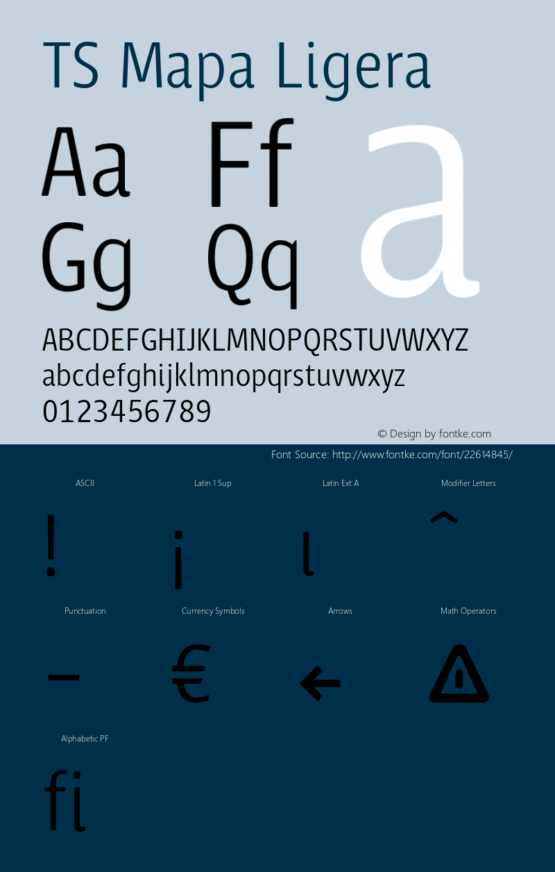 TSMapa-Ligera Version 001.001 Font Sample