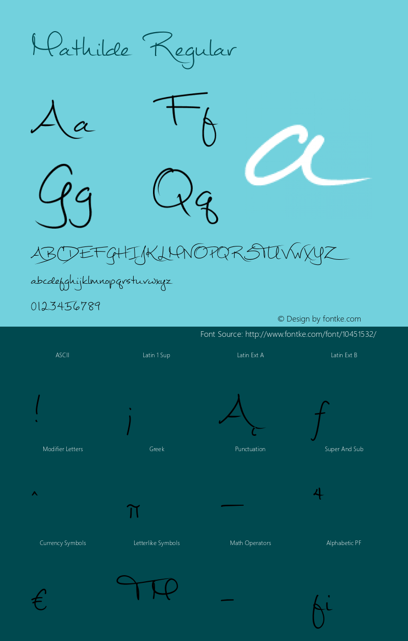 Mathilde Regular Version 2.000 2012 initial release Font Sample