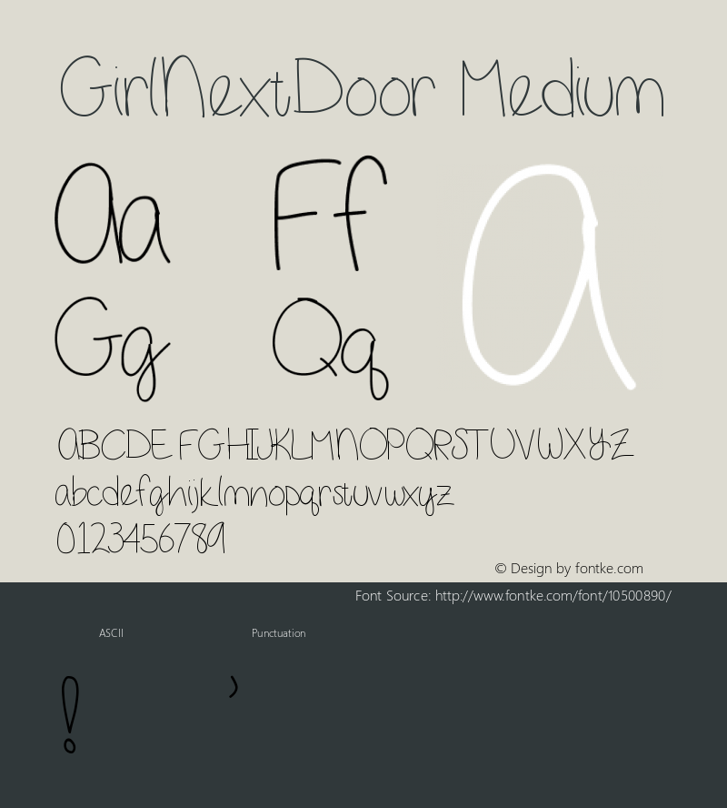 GirlNextDoor Medium Version 001.000 Font Sample