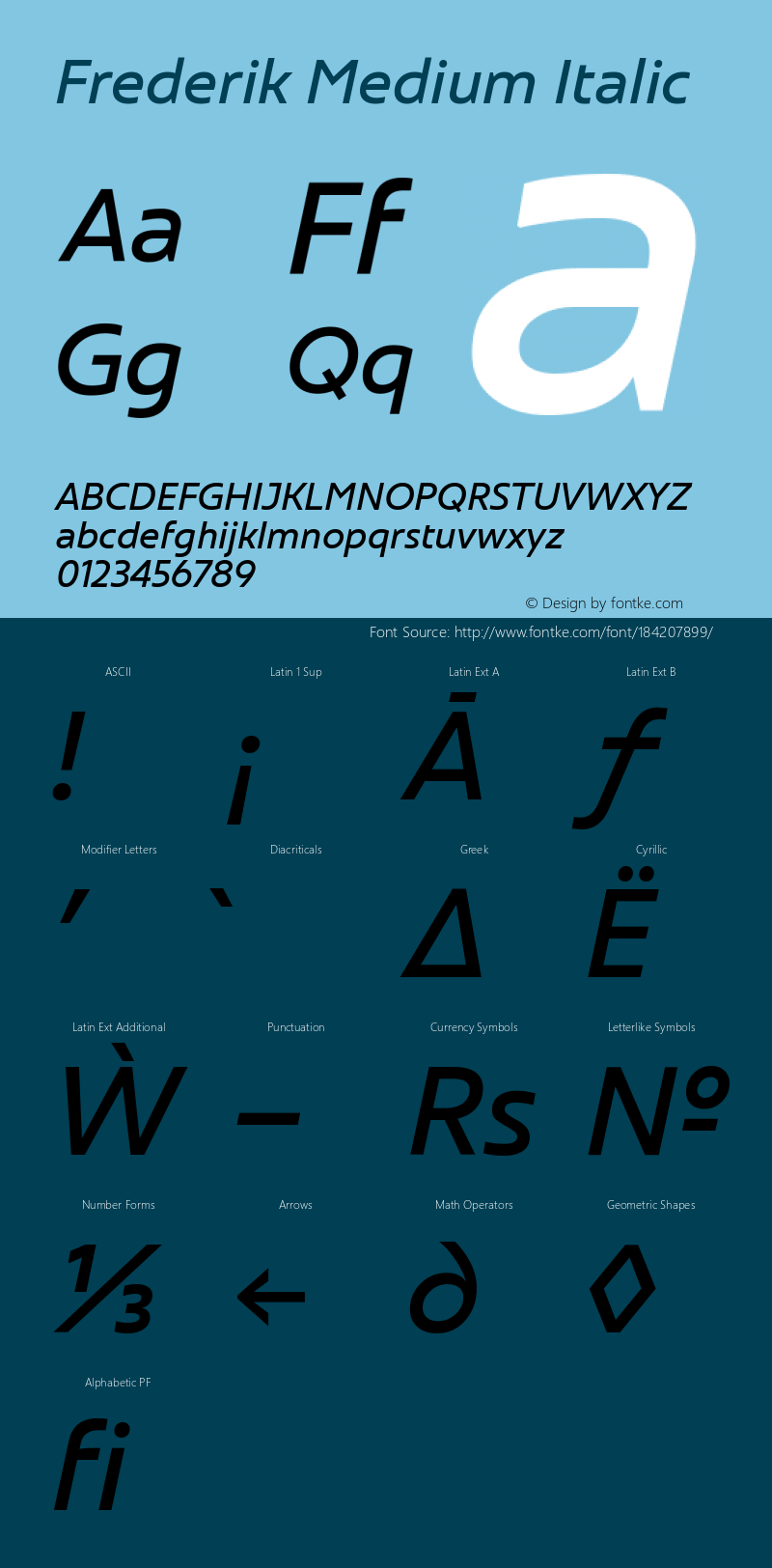 Frederik-MediumItalic Version 1.000 | wf-rip DC20190415图片样张