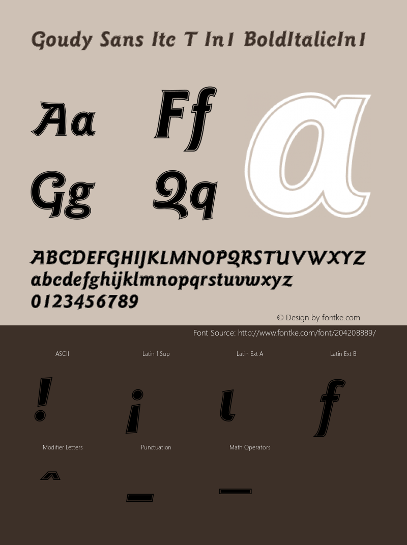 Goudy Sans Itc T Bold Italic In1 Version 001.005图片样张