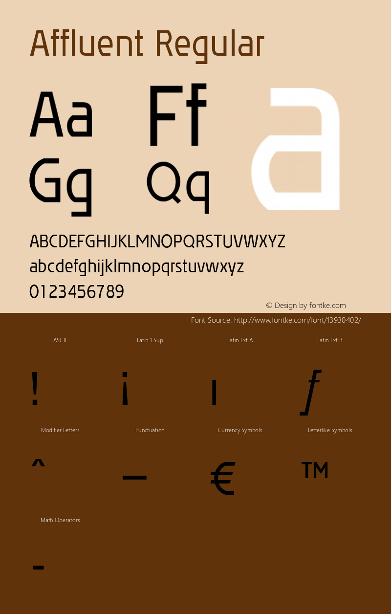 Affluent Regular Version 1.100 2004 Font Sample