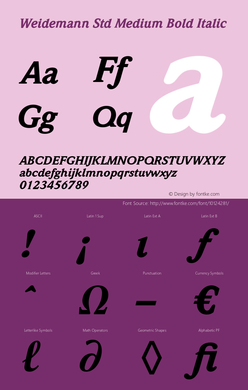 Weidemann Std Medium Bold Italic OTF 1.018;PS 001.003;Core 1.0.31;makeotf.lib1.4.1585 Font Sample