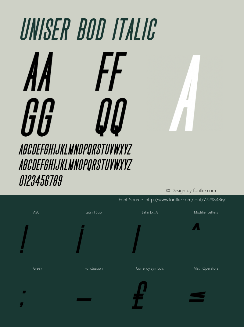 Uniser Bod Italic Version 1.00;July 11, 2020;FontCreator 13.0.0.2643 64-bit Font Sample