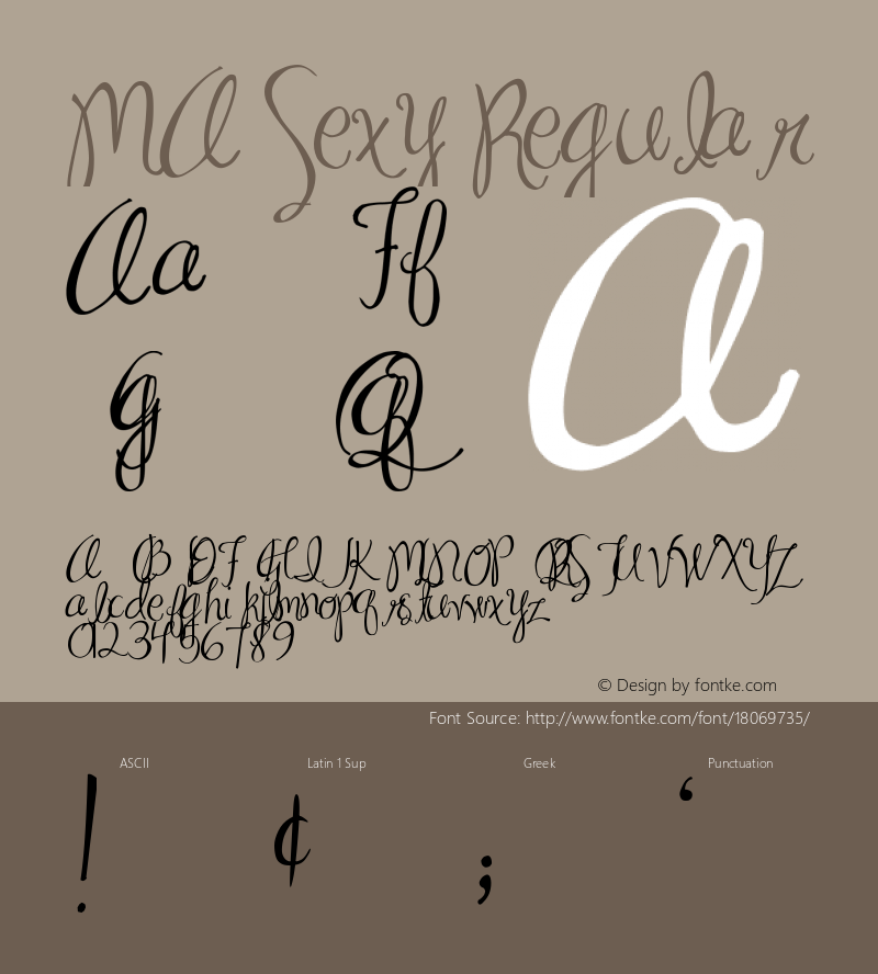 MA Sexy Regular 1.00 September 9, 2003 Font Sample