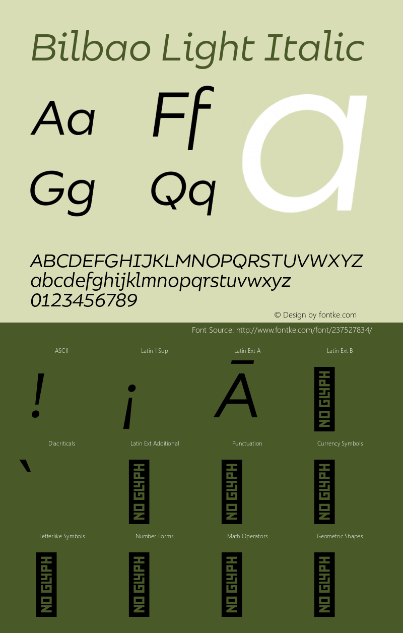 Bilbao Light Italic Version 1.000;PS 001.000;hotconv 1.0.88;makeotf.lib2.5.64775图片样张