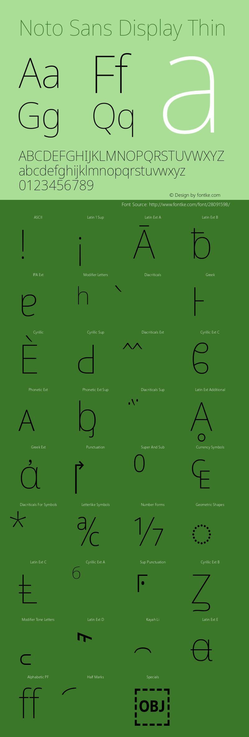 Noto Sans Display Thin Version 2.001; ttfautohint (v1.8.2) Font Sample