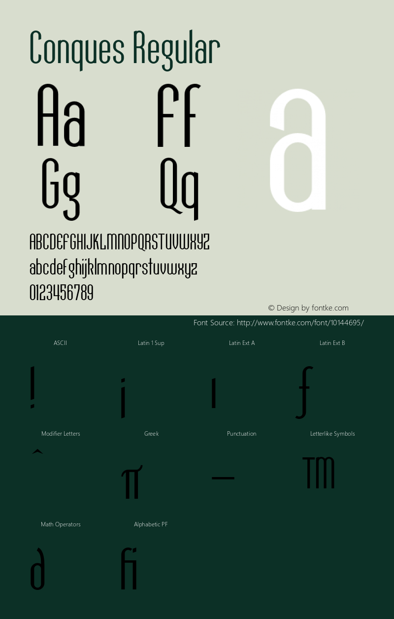 Conques Regular Version 1.000;PS 001.000;hotconv 1.0.38 Font Sample