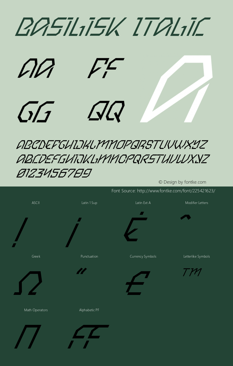 Basilisk Italic Version 1.001;Fontself Maker 3.5.7图片样张