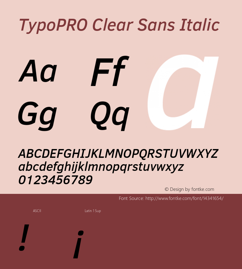 TypoPRO Clear Sans Italic Version 1.00 Font Sample