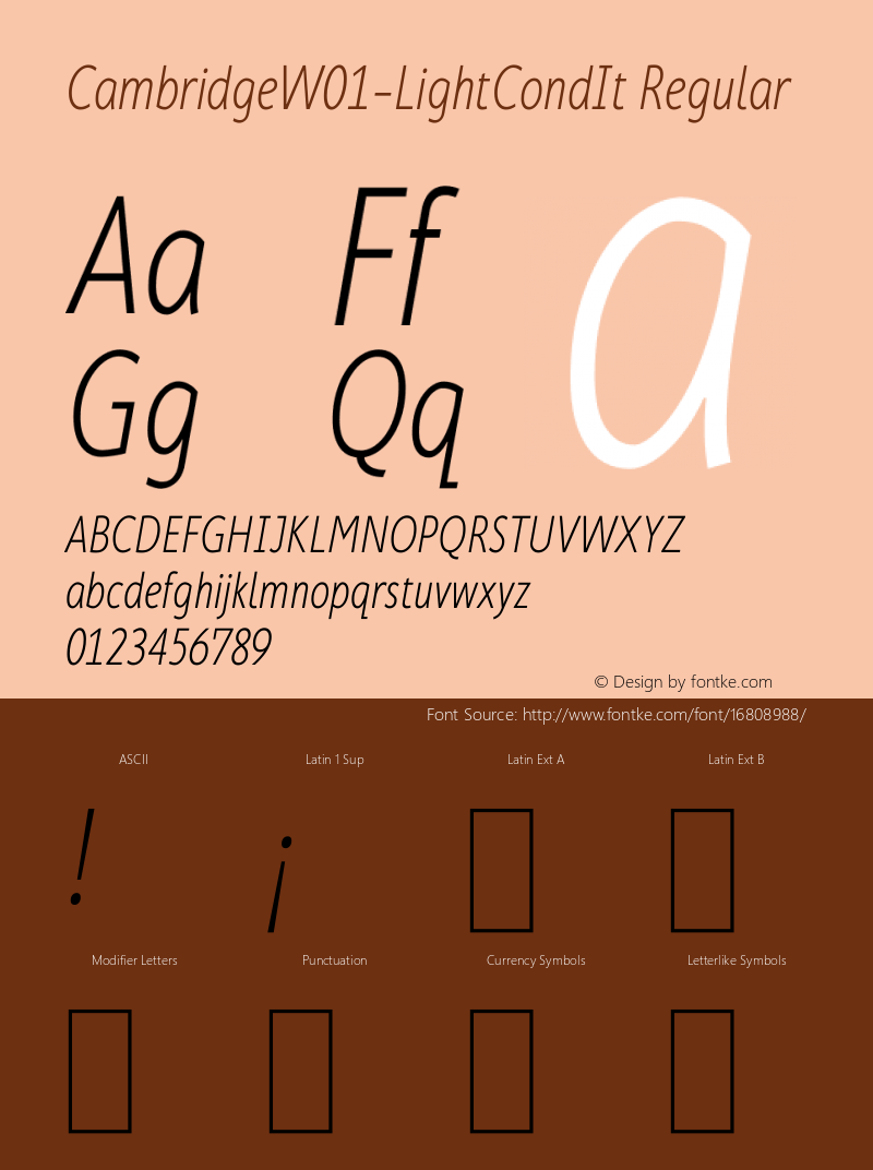 CambridgeW01-LightCondIt Regular Version 1.10 Font Sample