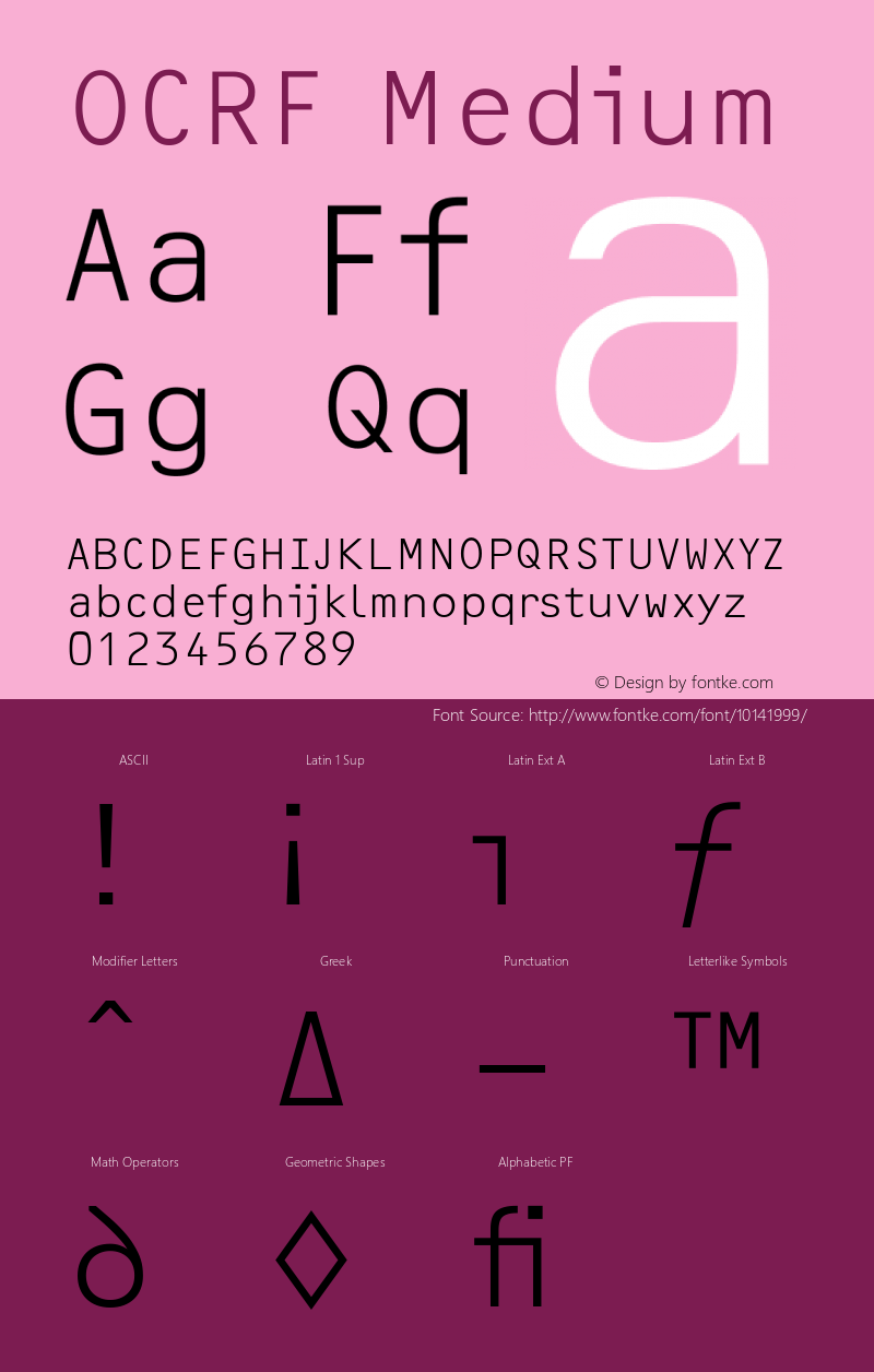 OCRF Medium 001.000 Font Sample