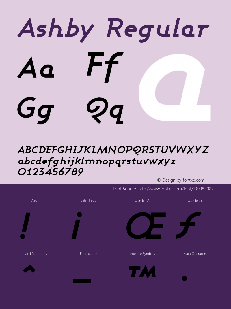 Ashby Regular 1.0 Font Sample