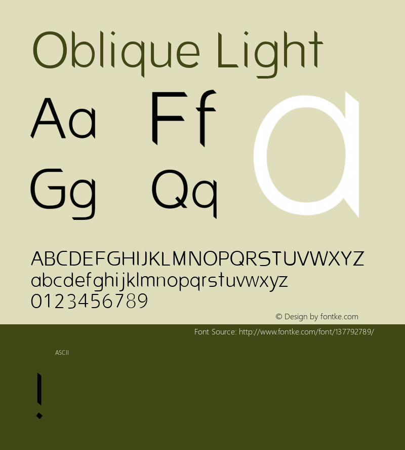 Oblique Light Version 1.000 Font Sample