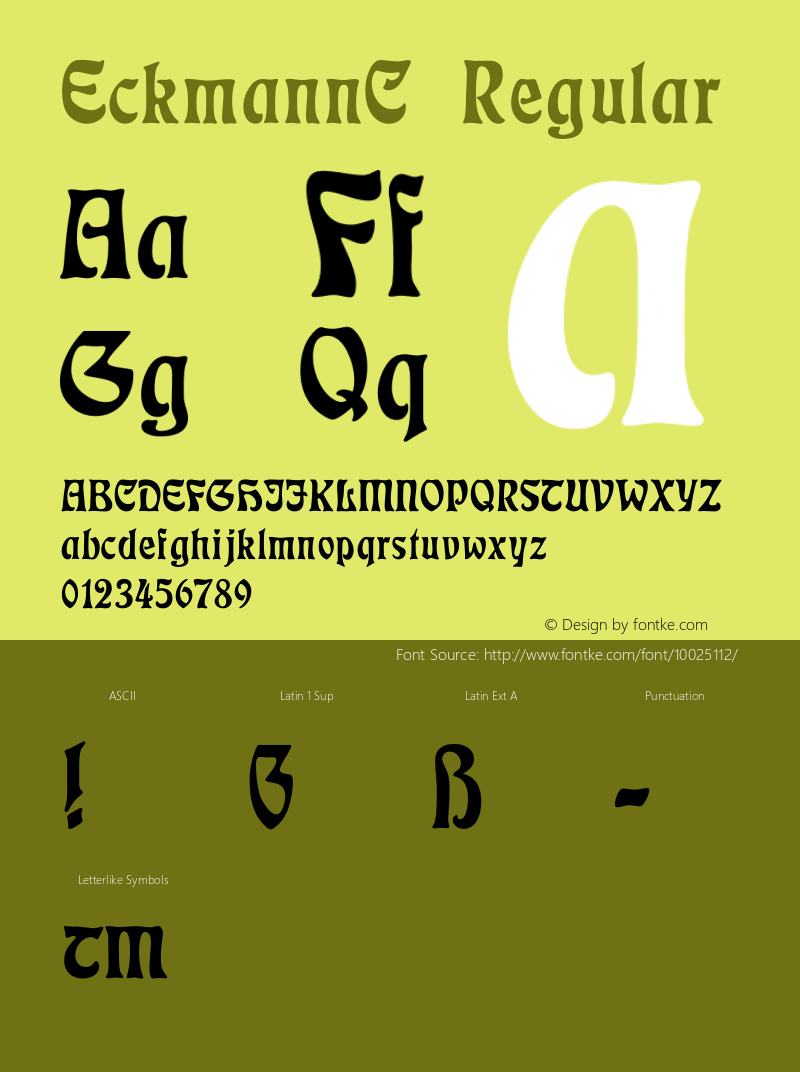 EckmannC Regular Macromedia Fontographer 4.1 18.06.97 Font Sample