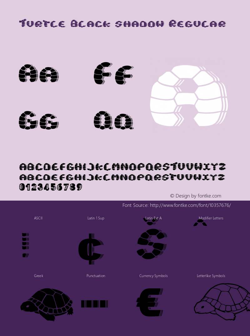 Turtle Black shadow Regular Version 1.000 Font Sample