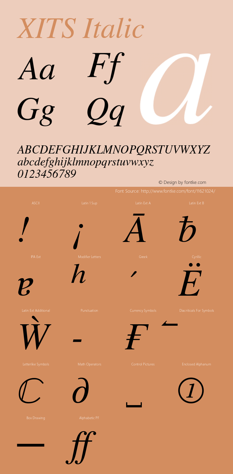 XITS Italic Version 1.103 Font Sample