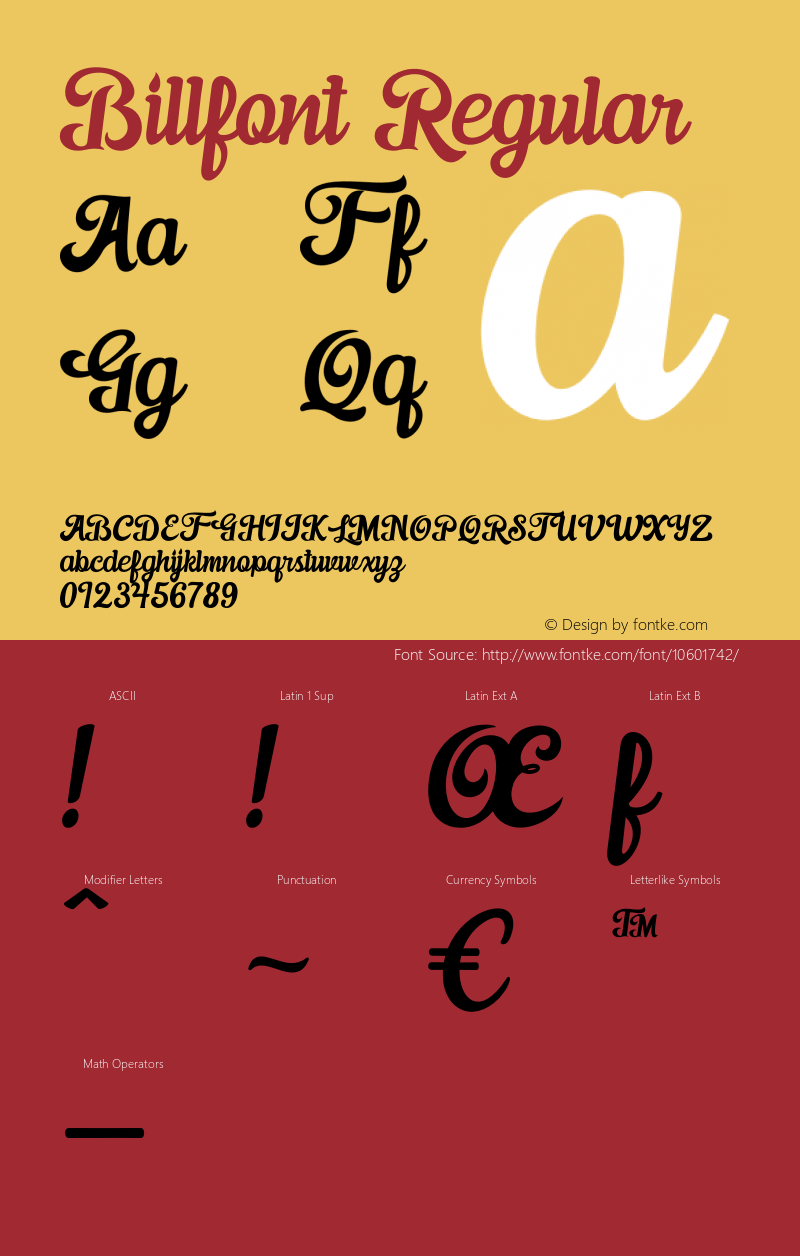 Billfont Regular Version 1.000 Font Sample