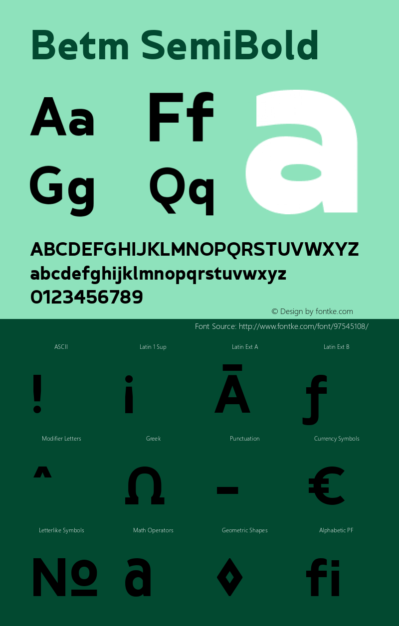 Betm SemiBold 1.000 Font Sample