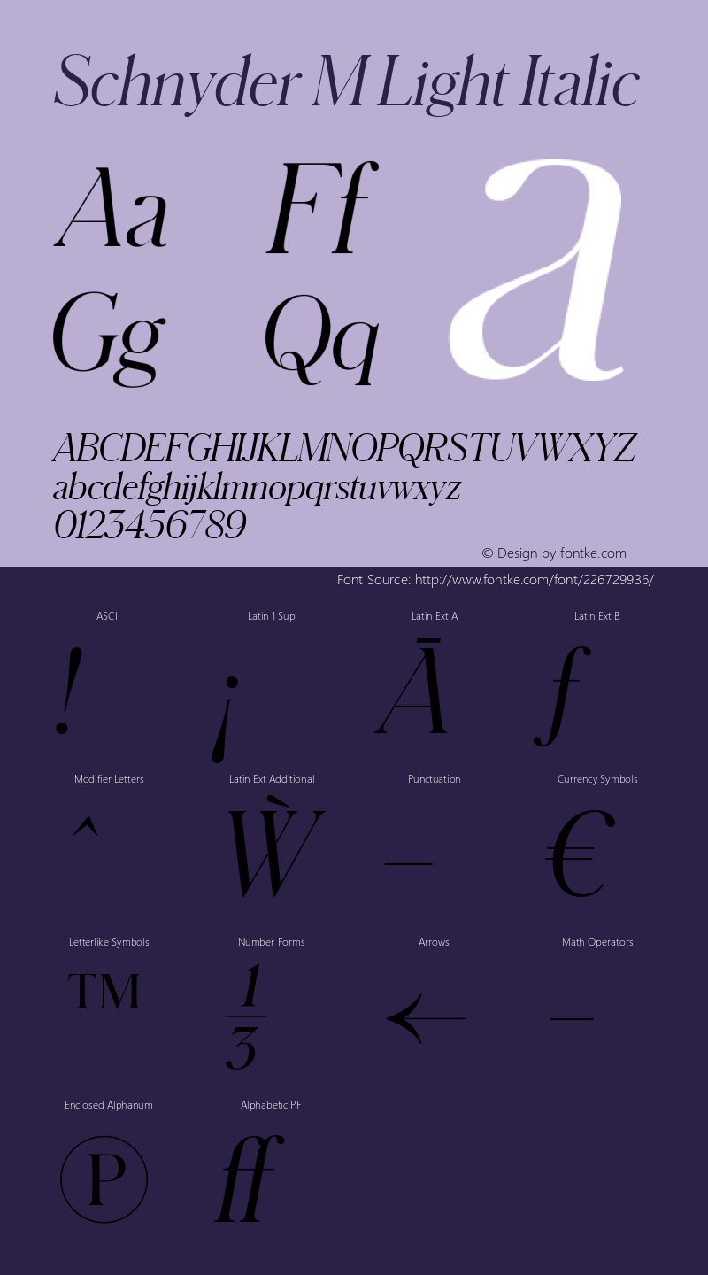 Schnyder M Light Italic Version 1.001 2018图片样张