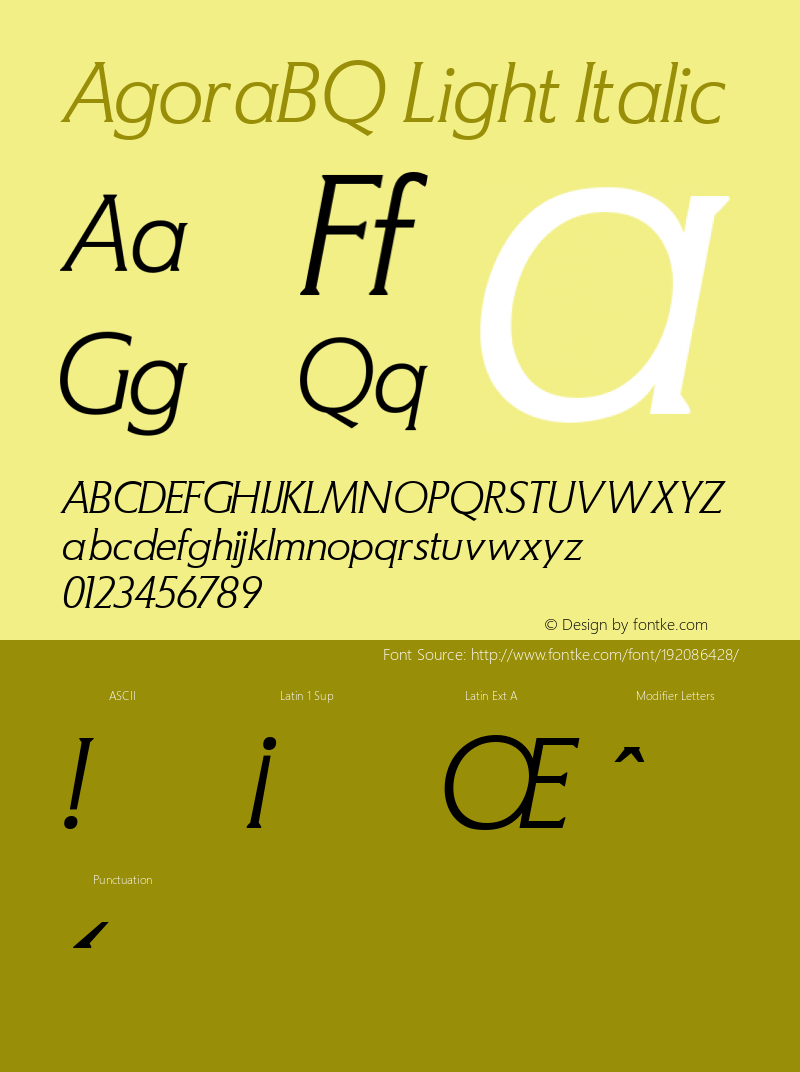 AgoraBQ Light Italic 001.001图片样张