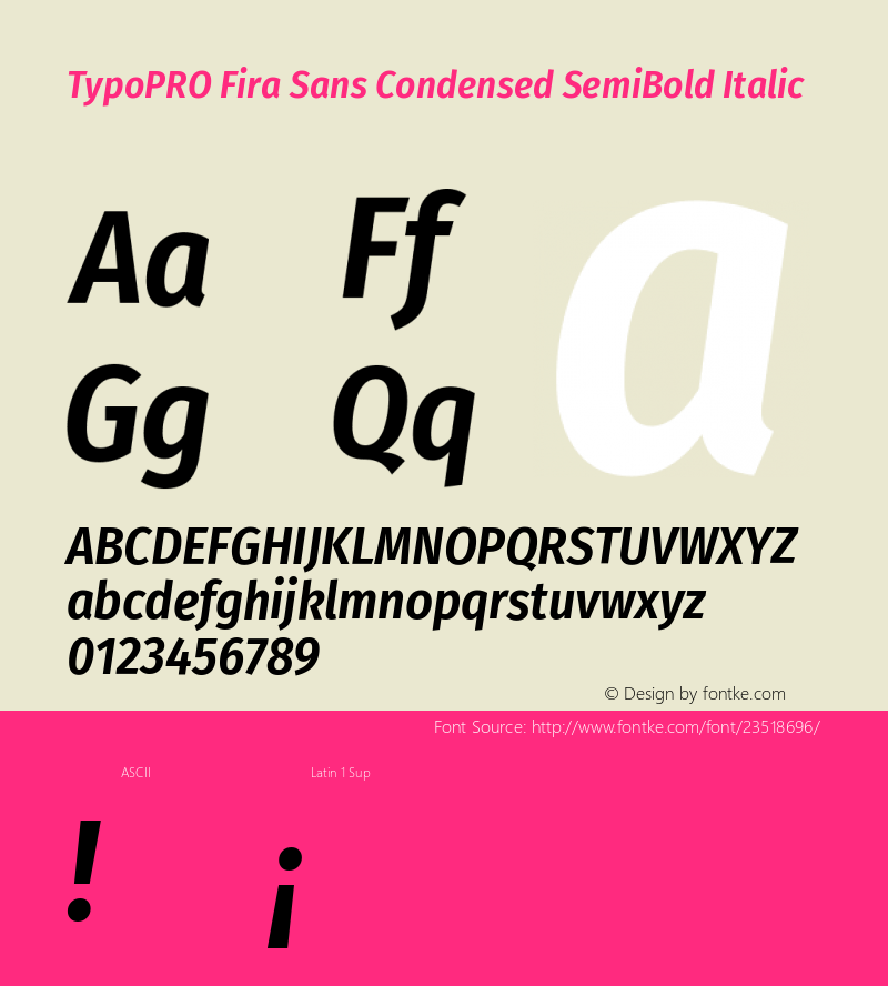 TypoPRO Fira Sans Condensed SemiBold Italic Version 4.203;PS 004.203;hotconv 1.0.88;makeotf.lib2.5.64775 Font Sample