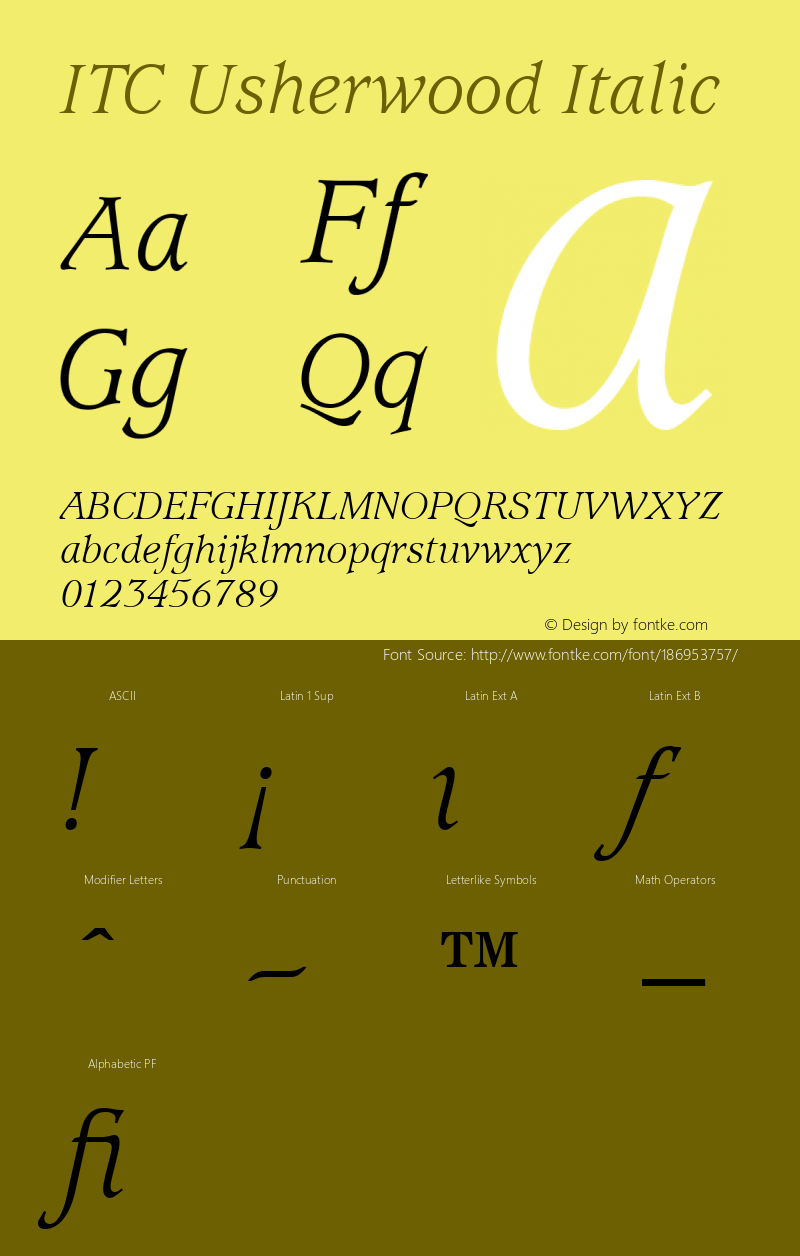 ITC Usherwood Book Italic 001.000图片样张