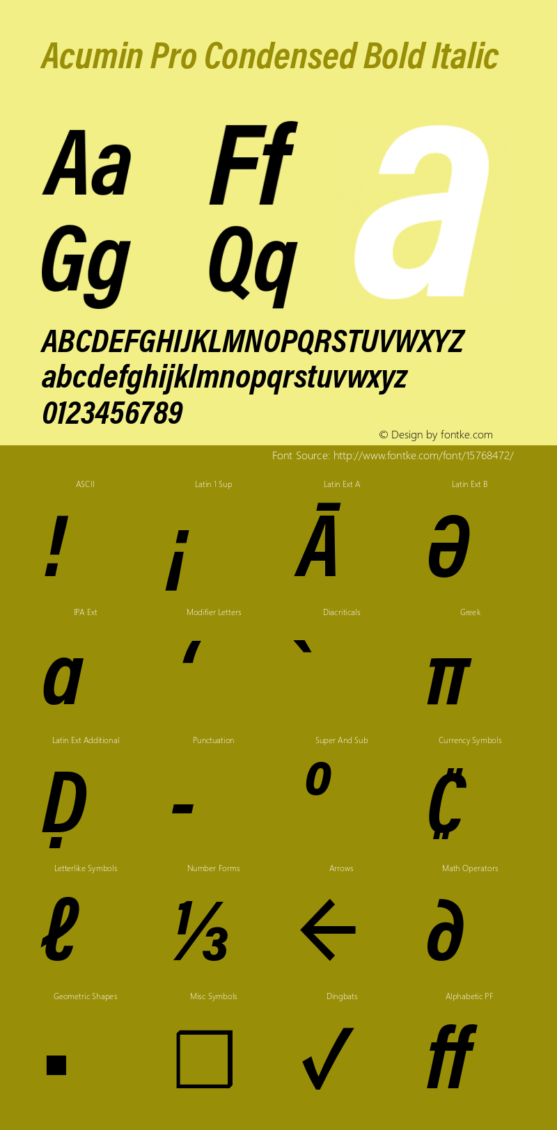 Acumin Pro Condensed Bold Italic Version 1.011;PS 1.0;hotconv 1.0.86;makeotf.lib2.5.63406 Font Sample