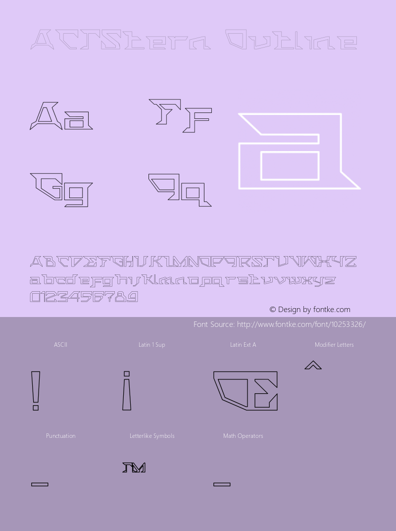 ACTStern Outline Macromedia Fontographer 4.1 11/12/2002 Font Sample