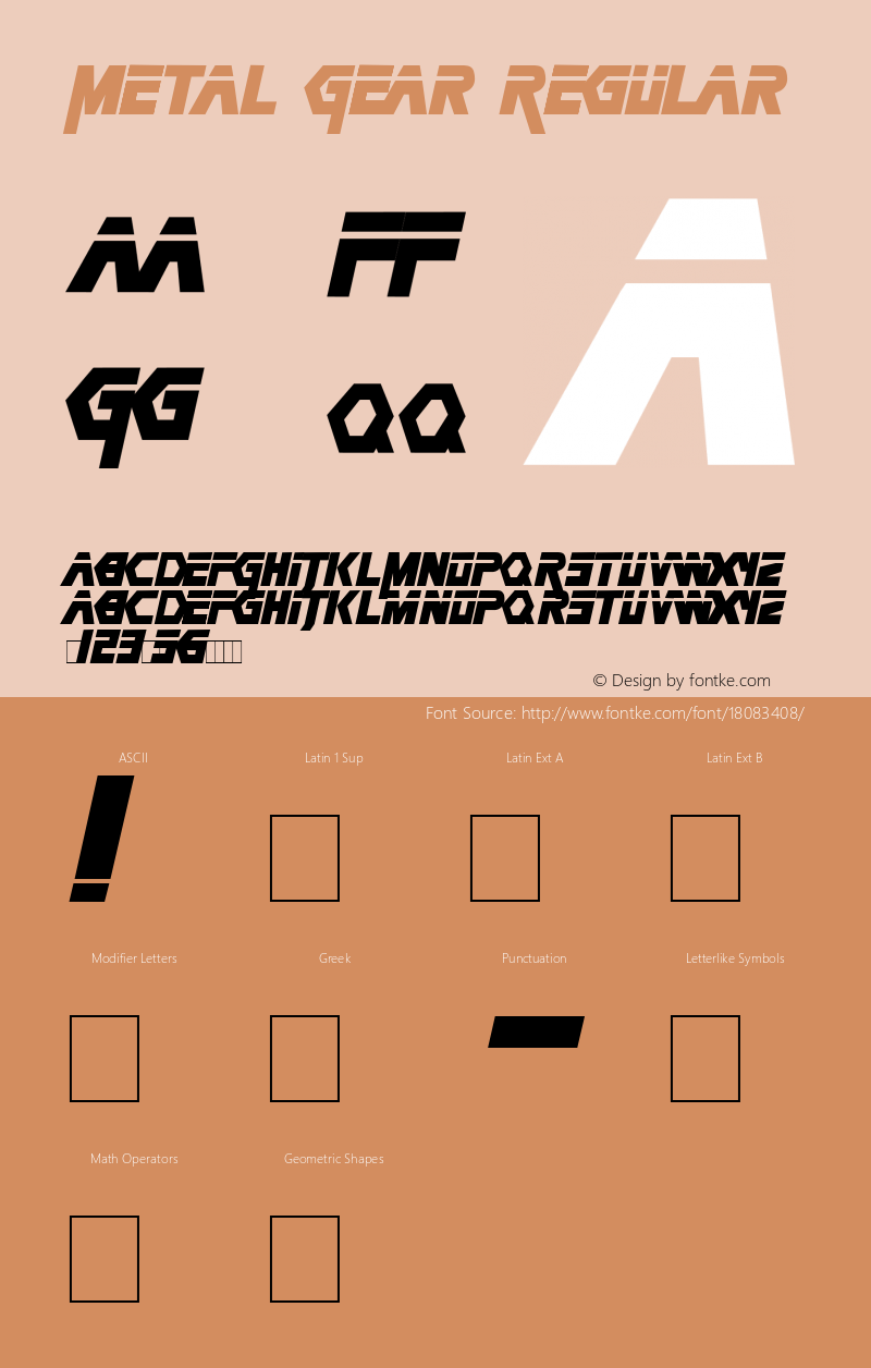 Metal Gear Regular Version 1.0: 24 May 2002 Font Sample