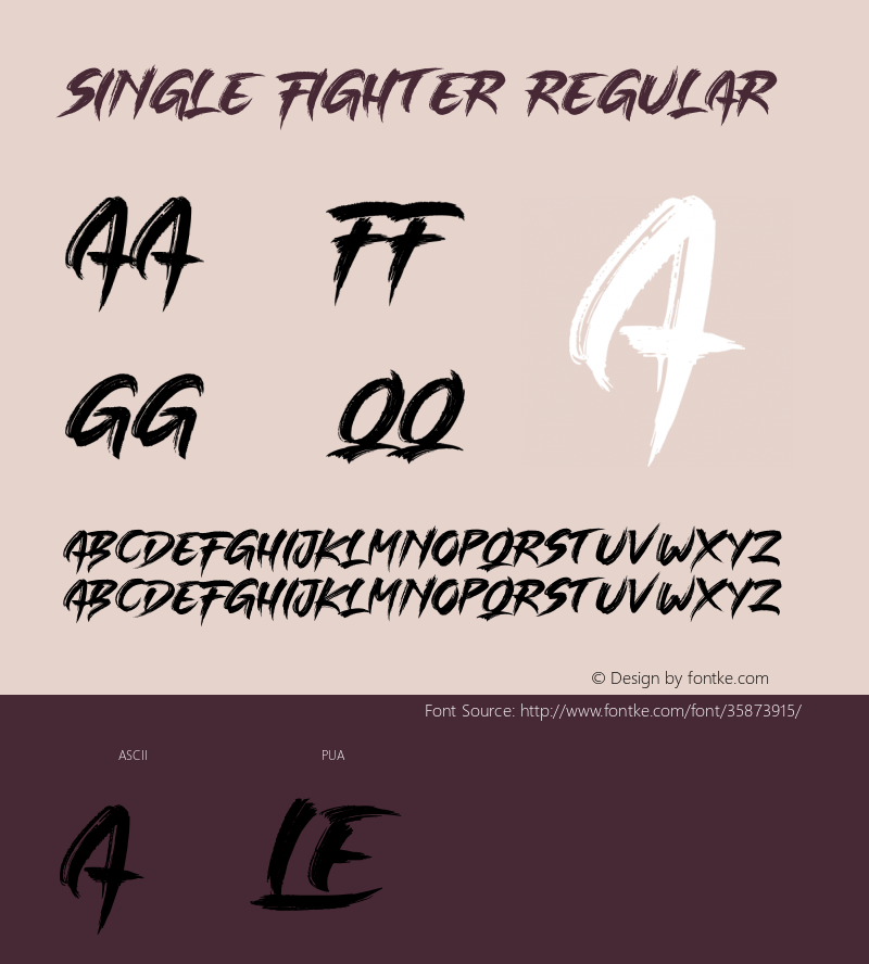 SINGLE FIGHTER Version 1.00;August 9, 2019;FontCreator 12.0.0.2545 64-bit Font Sample
