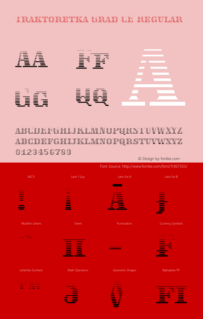 Traktoretka Grad CE Regular Version 001.000 Font Sample