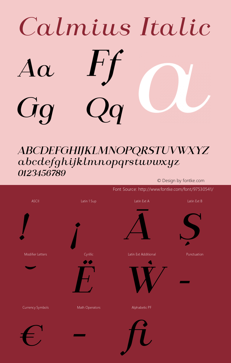 Calmius Italic 1.000 Font Sample